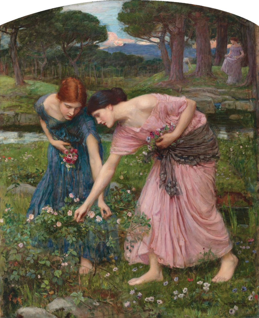 Gather Ye Rosebuds While Ye May in Detail John William Waterhouse